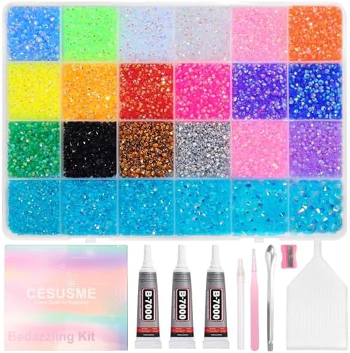 28000 Pcs Color Rhinestones Bedazzling Kit, Lake Blue Resin Gems for Crafts
