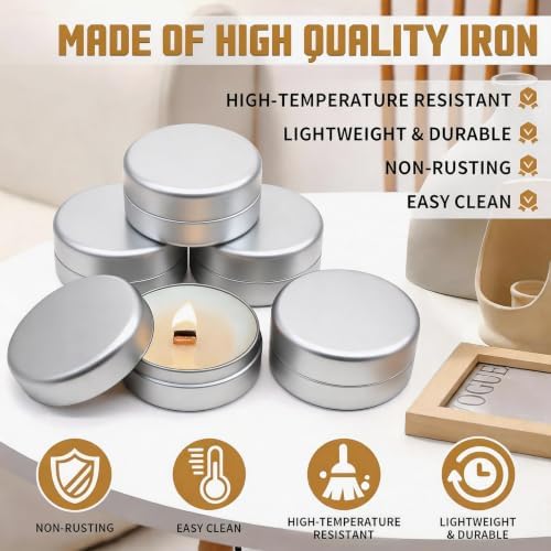 36-Pack 2.5oz Candle Tins with Lids, Metal Candle Jars for Candle Making, Empty Containers Vessels Bulk for Small Business & Beginners DIY Storage -Silver