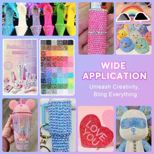 Bedazzling Kit 51000Pcs 60 Colors Resin Jelly Nail Art Rhinestones, 3mm Flatback Gems with B7000 Jewelry Glue & Tools, Rhinestones for Bedazzling DIY Crafts Clothes Shoes Makeup Phone Cases