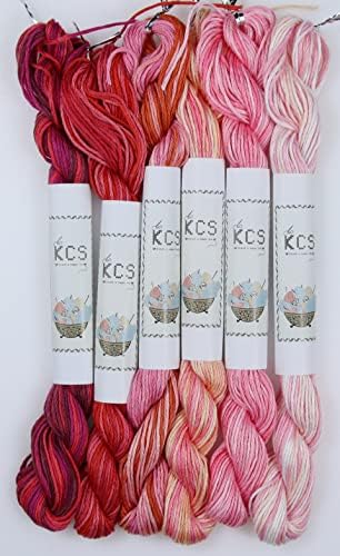 KCS Big skeins of 25 Meters Size 25 Color Variegated Cross Stitch Stranded Threads,6 skeins,11