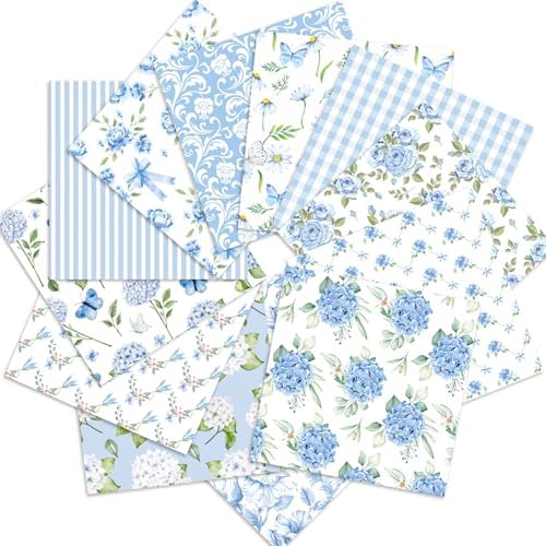 Blue Hydrangea Scrapbook Paper Floral Patterned Paper,11.8 Inch Double-sided DIY Decopodge Junk Journaling Papers Decorative Craft Papers, Journal Scrapbooking Supplies, Card Making Supplies