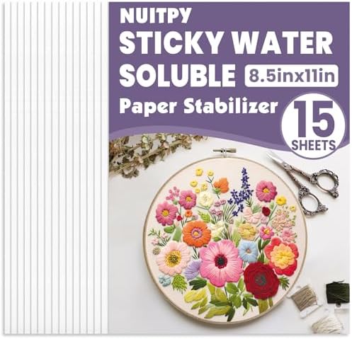 15 Sheets 8.5in x 11in Water Soluble Stabilizer for Embroidery