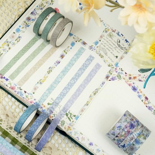 Floral Washi Tape 16 Rolls,Flower Spring Decorative Paper Sticker
