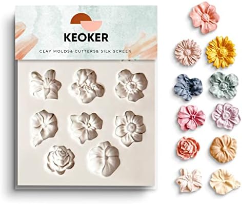 KEOKER Flower Polymer Clay Molds - 1 Pcs for Jewelry Making, Polymer Clay Molds for Earrings Decoration (Medium Flower)