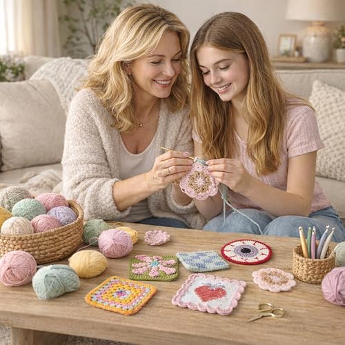 HOUSE CREATIVITY Crochet Kit for Beginners Adults - Complete Set with 20 Colors Yarn, Video Tutorials, Hooks | Learn to Crochet DIY Craft Kit for Women & Adults