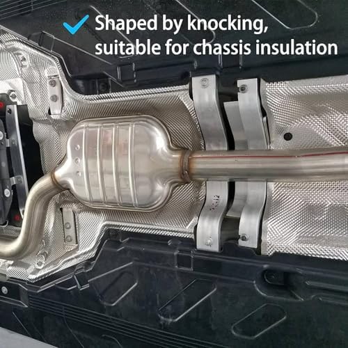 Exhaust Heat Shield Automotive, Muffler wrap，Embossed Aluminum Heat Shield Kit for Muffler Exhaust Wrap, Heat Barrier,Car Exhaust Sheet（11.8''x20.0''）