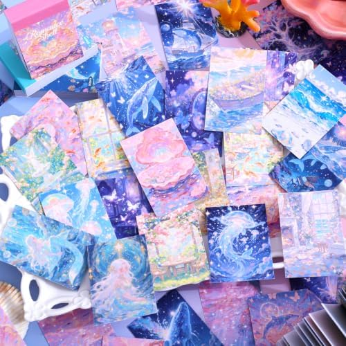 Washi Stickers Set Vintage Aesthetic Sticker Book for Journaling, DIY Decorative Paper Sticker Decals for Bullet Journal Art Scrapbooking Diary Card Craft Gift Album (Ocean Style)