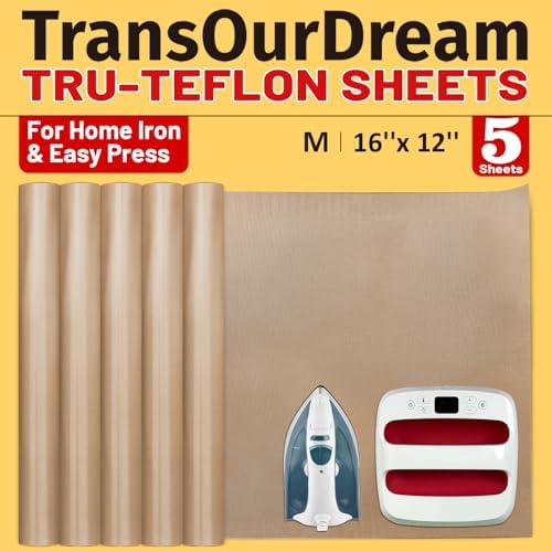 TransOurDream PTFE Teflon Sheets, M Size 16 x 12, 5 Pack