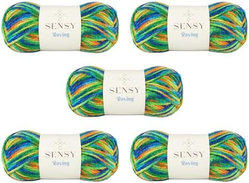 S Sensy Roving Multi-Premium Acrylic&Wool Yarn 5 Pack Rainforests 131 Yards