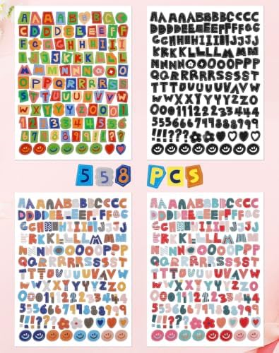 558pcs Scrapbook Letter Stickers, Vintage Junk Journal Sticker, Small Ransom Numbers Stickers for Scrapbooking Supplies Junk Journal Journaling Laptop Water Bottle DIY Crafts (4)
