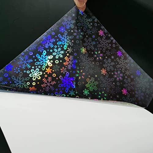 Bleidruck 25 Sheets Snowflake Holographic Clear Sticker Laminate Paper | A4 Size 8.25"x11.7" Premium Cold Laminated Film Holographic Self Adhesive Sheets Overlay Laminating Film