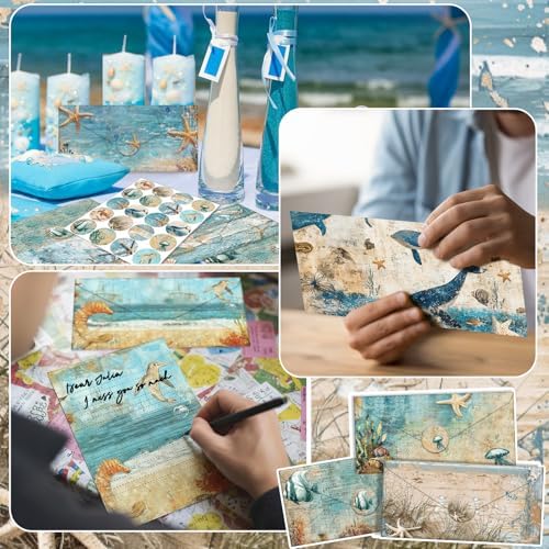 TaoBary 160 Pcs Ocean Stationery Paper and Envelopes Set, 8.5 x 11''