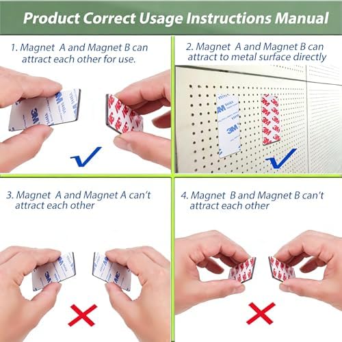 A+B Magnetic Tape with Adhesive Backing, (15ft x 0.5in x 2Pack) a b Paired Flexible Magnet Strips Match to Use for DIY Crafting