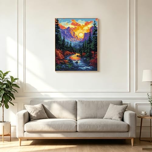 Kalonyth Landscape Paint by Numbers Kit for Adults, 16x20 inch, No Framed