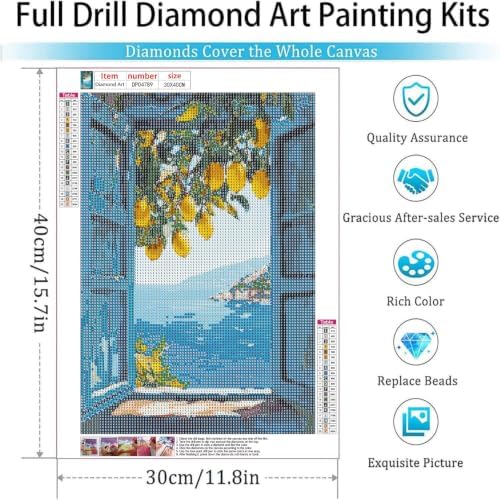 Diamond Art Kits for Adults,Lemon Window View Diamond Painting Kits 12x16in