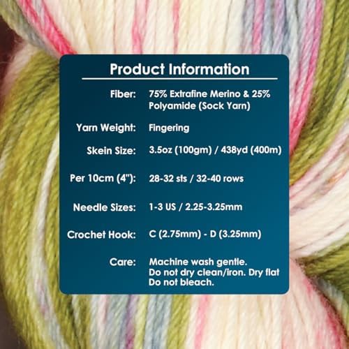 KnitPro Symfonie Fingering Weight Merino Wool Yarn 100g, Summer Romance