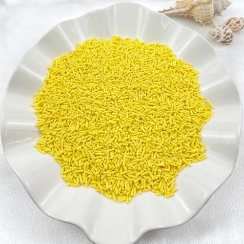 150g Fake Sprinkles Resin Sprinkles Clay Sprinkles Fake Candy Sprinkles Polymer Sprinkles Polymer Clay Slices for Resin Nail Slime Scrapbook DIY Art Crafts Making(235-yellow)