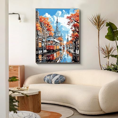 PRASIO Paint by Numbers Kit for Adults Beginner, Landscape Adult Paint by Number Kits, DIY Acrylic Paint by Numbers Kit for Adults Canvas for Home Decor Gift 16x20 Inch