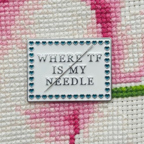Needle Minder for Keeping Sewing & Embroidery Needles – Magnetic Needlepoint Holder, Cross Stitch Supplies – Secure & Decorative Needle Minders for Stitching & Crafting (Where TF is My Needle)
