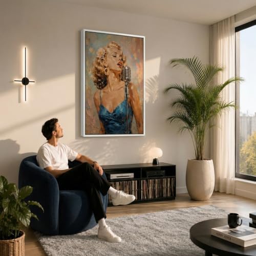 Canvas Floater Frame for 1”–1.25”Deep Gallery Wrapped Canvas, Wood-Look Floating Frame Wall Artwork for Oil Paintings, Gallery Bedroom, Living Room, Studio, Made in USA(White,12x20)