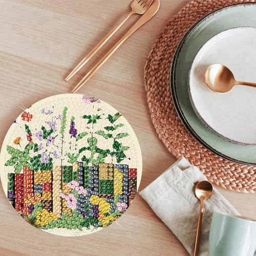 ijbnhd 8 Pcs Diamond Art Coasters Kits Books Diamond Painting Coasters