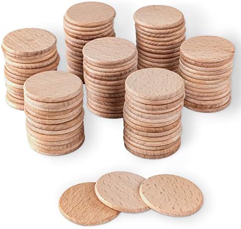 Super Z Outlet Round Unfinished 1.5" Wood Cutout Circles Chips for Arts & Crafts Projects, Board Game Pieces, Ornaments (100 Count)