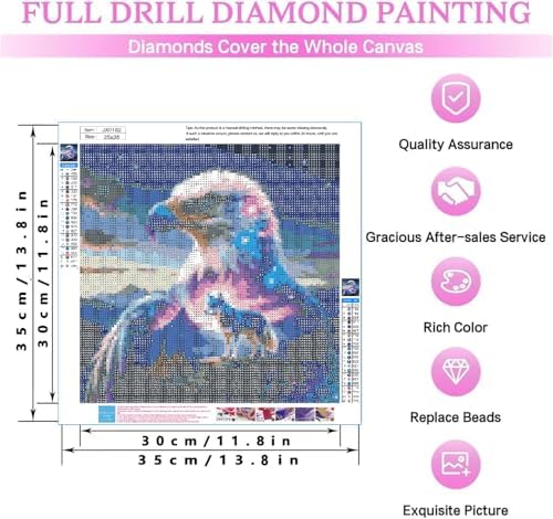 KYOQFVN Eagle Diamond Art Kits for Adults, 5D DIY Diamond Painting Kits for Adults, Full Drill Paintings Pictures Arts Wall Decor Painting Dots Kits 14×14inch