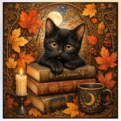 CRZMODE Halloween Paint by Numbers Kit for Adults, Halloween Cat 16x16 inch