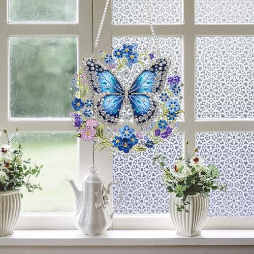 RYMILIE Hanging Diamond Art Kits for Adults Butterfly 8x8inch