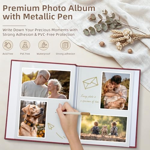Popotop Photo Album Self Adhesive Scrapbook Album for 4x6 5x7 8x10 Pictures DIY Photo Book as Scrapbooking Supplies Kits, Birthday Gifts for Women Mom Wedding Baby Family Travel