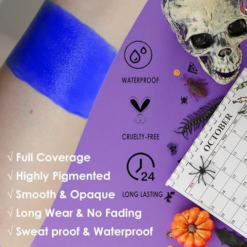 SUNNYVALE Clown Red Face Body Paint Stick Cream, Sweatproof Eye Black for Adults Sports, Hypoallergenic Grease Foundation Makeup for SFX Special Effects Cosplay Costume Parties