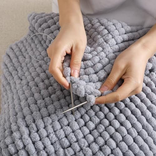 Hand-Woven Ball Yarn, 4 Pack, 380g Total, for Blankets, Cushions, and Pet Nests, Fluffy Chunky Craft Yarn (Light Gray)