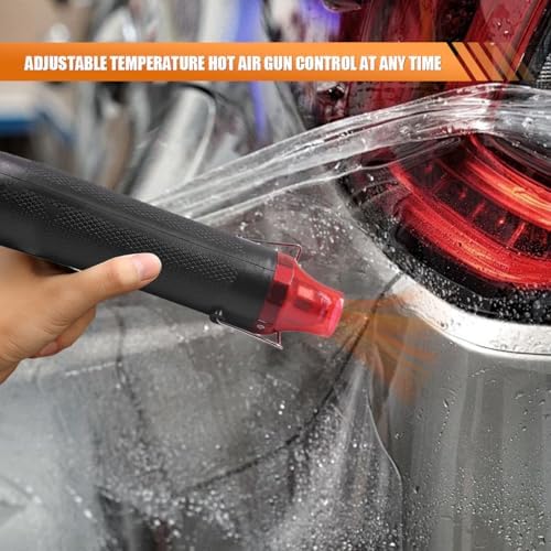 220V 300W Mini Heat Gun, Portable Electric Hot Air Gun with Stand & Power Cord, Handheld Heating Tool for Car Vinyl Wrap, Drying Paint, Epoxy Resin, DIY Embossing(Black)
