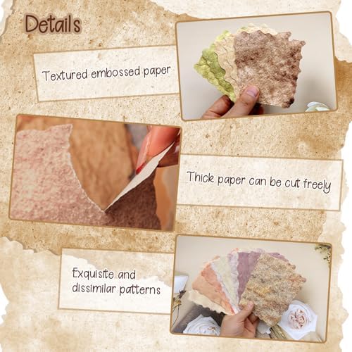 170 Pcs Sheets Vintage Scrapbook Paper Kit with Photo Tapes, Textured Scrapbook Paper, Scrapbooking Supplies, Junk Journal Supplies, Decorative Decoupage Card, Mixed Media Collage Making Craft
