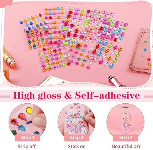 407pcs Gem Stickers, Self Adhesive Rhinestones, Stick on Jewel for Crafts