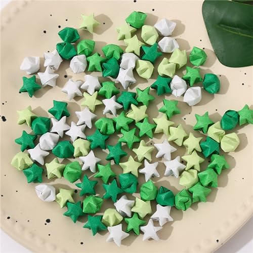 1080 Sheets Origami Star Paper 4 Green Color Strips Double Sided Lucky Star Decoration Folding Paper for DIY Hand Art Supplies (Green-1080 sheets)