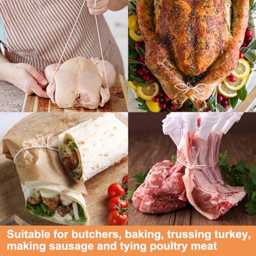 Vivifying Butchers Twine, 328 Feet 2mm Food Safe Cotton Bakers String for Tying Meat, Making Sausage, Trussing Turkey, Roasting, Cooking and Packing(Beige)