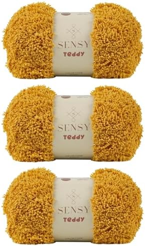 S Sensy Teddy - Micro Polyester Amigurumi Yarn, 3 Skein Mustard, 109 Yards