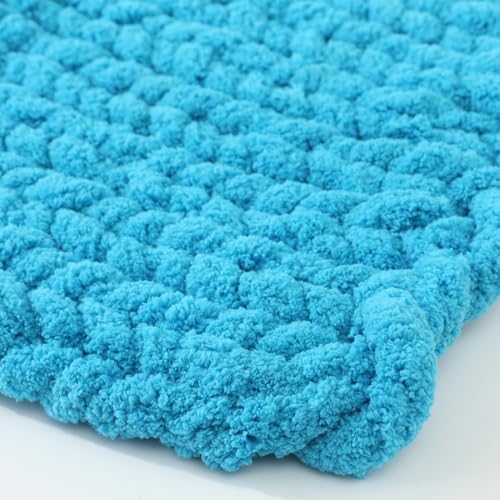 Chunky Yarn for Hand Knitting, No7 Thick Yarn, 250Grams 32Yards, Pack of 4, Perfect for Knitters and Crafters (Lake Blue)