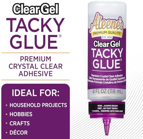 Aleene's Clear Gel Tacky Glue for Crafts in Always Ready Bottle, Nontoxic, Applies and Dries Clear, 4 fl oz