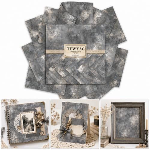 Vintage Scrapbook Paper Double Sided 12x12 Distressed Dark Grunge 24 Sheets