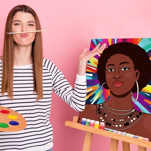Harloon 36 Pcs 8 x 10 Inch Pre Drawn Canvas for Painting Afro Queen Pre Stretched Canvas Painting for Adults Outline for Sip and Paint Party Supplies Favor