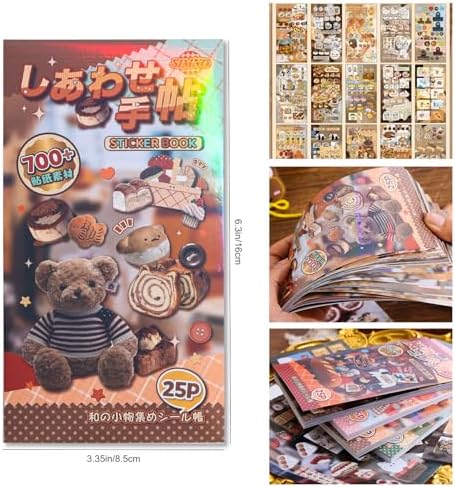Girl's Japanese Retro Sticker Book, 700+ Kawaii Old Showa Style Embroidered Stickers, Funny Bread Theme for DIY Scrapbooking Journaling Handbook Decoration