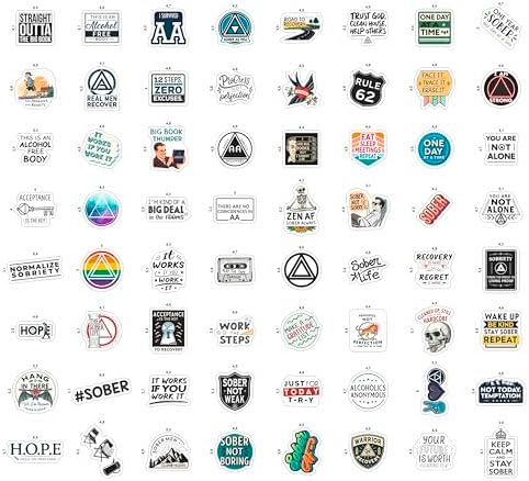 100Pcs Sobriety Stickers Bulk for Water Bottle, Laptop - Recovery Stickers and Decals, Sobriety Gifts for Man, Sober Decals & Party Supplies - Gift for Women & Men