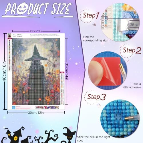 Vesmiral Halloween Diamond Art Kits for Adults 12x16inch