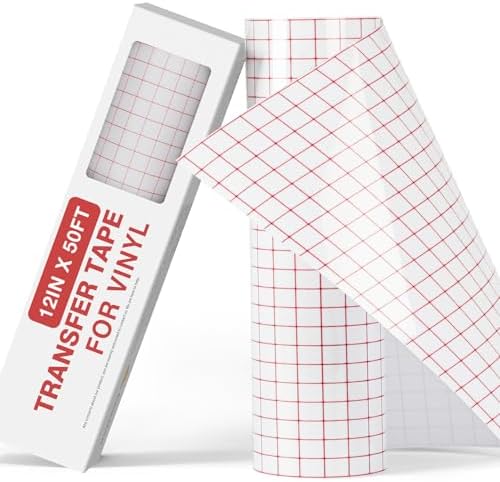 YRYM HT Transfer Tape for Vinyl, 12" x 50 FT, Medium Tack, Red