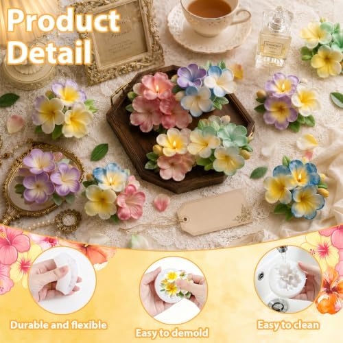 3pcs Plumeria Flower Candle Silicone Mold 3D Tropical Frangipani Soap Molds