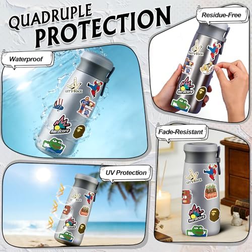 Arme Cool Waterproof Stickers for Water Bottles Bulk Sticker Pack 400PCS | Vinyl Random Stickers for Teens, Men, Adults, Laptop, Skateboard, Decal Stickers for Backpack, Assorted