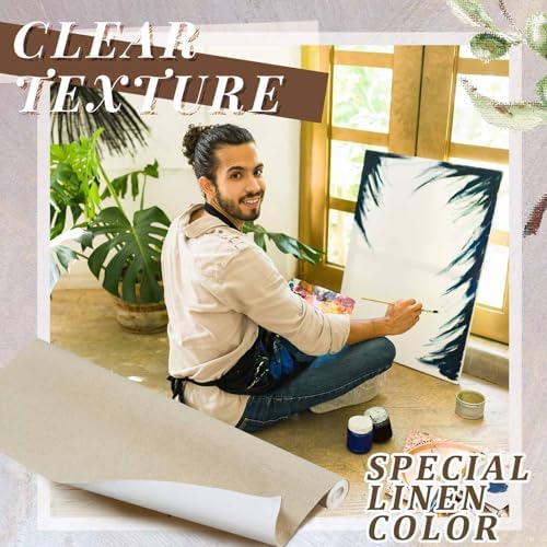 Kinlop 36 Inch X 20 Feet Double Primed Cotton Canvas Roll, Linen Beige