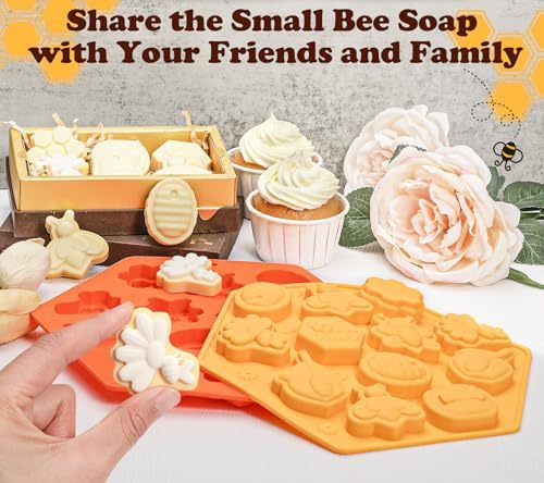 Webake Bee Soap Mold for Plaster, Small-Sized Bee Silicone Mold 12-Cavity for Making Homemade Soap, Jello, Chocolate, Wax Melt, Cupcake Decorations, Pack of 2